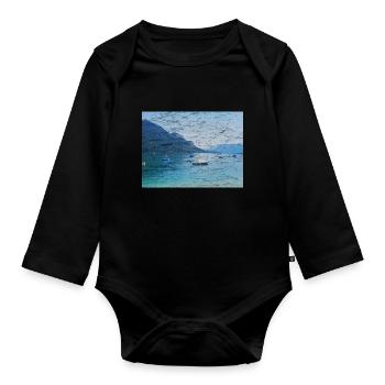 See mit Springmuster , Patina, auf Alt - Baby Bio-Langarm-Body - Schwarz - Vorne