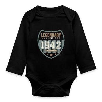anniversary 1942 legendary 80 years - Organic Longsleeve Baby Bodysuit - black - Front