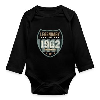 anniversaire 1962 legendaire 60 ans - Body Bébé bio manches longues - noir - Devant