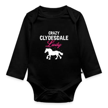 Clydesdale Design für Clydesdale Reiter - Baby Bio-Langarm-Body - Schwarz - Vorne