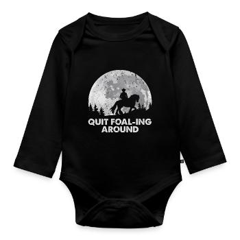Cydesdale Rider and Draft Horse Designs - Organic Longsleeve Baby Bodysuit - black - Front