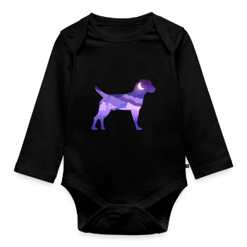 Heather Terrier Moon Mountains Silhouette Purple Vector - Organic Longsleeve Baby Bodysuit - black - Front