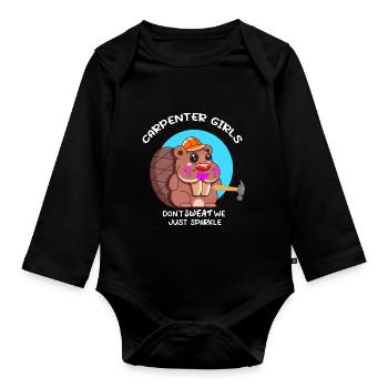 Carpenter Girls Don't Sweat We Just Sparkle Woodwo - Baby Bio-Langarm-Body - Schwarz - Vorne