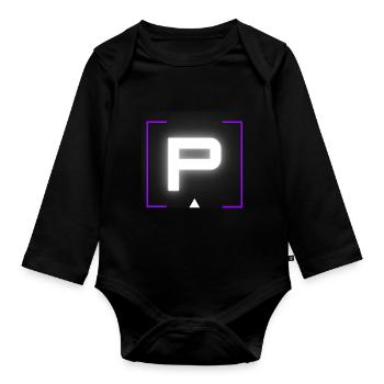 Letter "P" - Organic Longsleeve Baby Bodysuit - black - Front