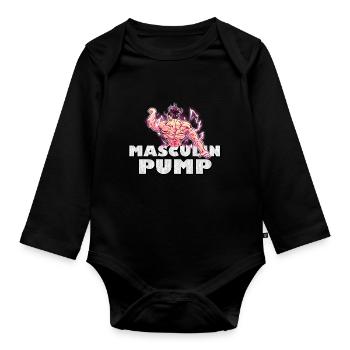 Masculin Pump | Anime Gym Motiv für fans - Baby Bio-Langarm-Body - Schwarz - Vorne
