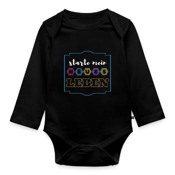 starte mein neues Leben - Baby Bio-Langarm-Body - Schwarz - Vorne