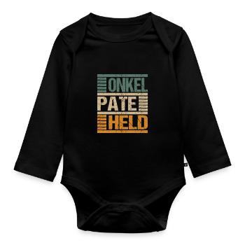 Onkel Pate Held Patenonkel Taufpate Taufe - Baby Bio-Langarm-Body - Schwarz - Vorne