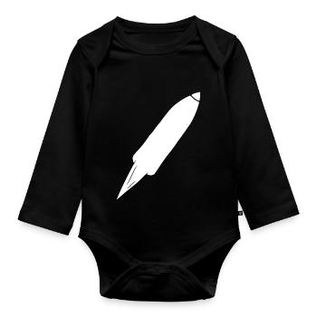 Vol spatial de fusée spatiale - Body Bébé bio manches longues - noir - Devant