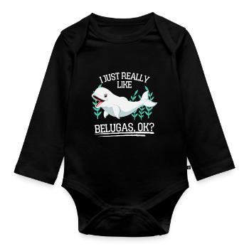 Ocean Animal Lovers Beluga Whale Gift Beluga - Organic Longsleeve Baby Bodysuit - black - Front