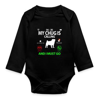 Chug dog calls Funny saying Funny Dictons Funny - Body Bébé bio manches longues - noir - Devant