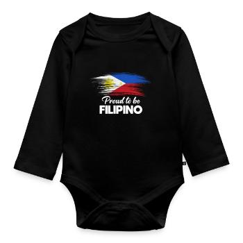 Flaggendesign für stolze Pinoys - Baby Bio-Langarm-Body - Schwarz - Vorne