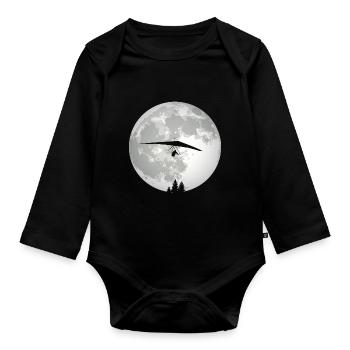 Retro Graphic Paragliding Paraglider Parachute Sky - Baby Bio-Langarm-Body - Schwarz - Vorne