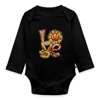 Love Basketball Player BBall - Body Bébé bio manches longues - noir - Devant