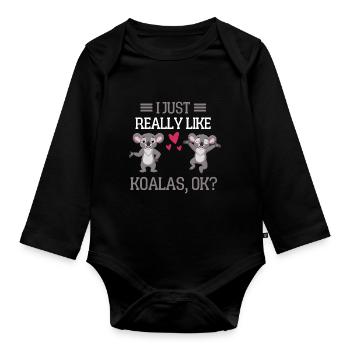 J’aime juste Koalas drôle cadeau Koala - Body Bébé bio manches longues - noir - Devant