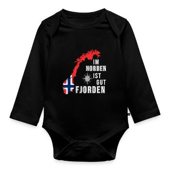 im Norden ist gut Fjorden 2 - Baby Bio-Langarm-Body - Schwarz - Vorne