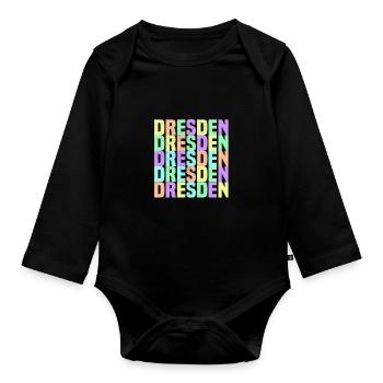 Dresden Regenbogen - Baby Bio-Langarm-Body - Schwarz - Vorne