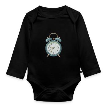 Wecker - Baby Bio-Langarm-Body - Schwarz - Vorne