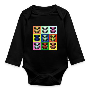 Colorful wild boar design for the wild boar fan - Organic Longsleeve Baby Bodysuit - black - Front
