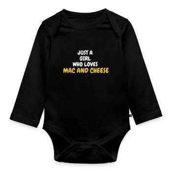 Just a Girl Who Loves Mac And Cheese Macaroni - Organic Longsleeve Baby Bodysuit - black - Front