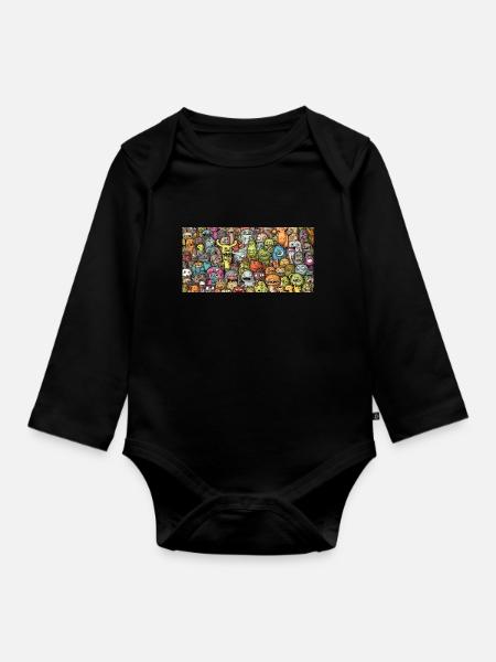Monsters - Baby Bio-Langarm-Body - Schwarz