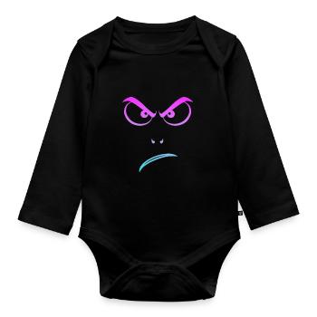 Angry, Grantig, böser Blick, grimmig - Baby Bio-Langarm-Body - Schwarz - Vorne