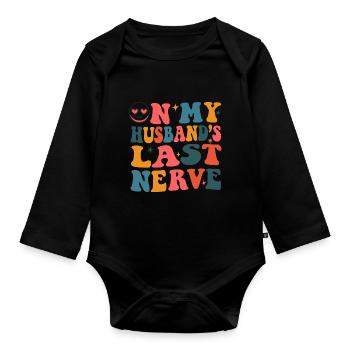 Auf den letzten Drücker lustige Ehefrau meines - Baby Bio-Langarm-Body - Schwarz - Vorne