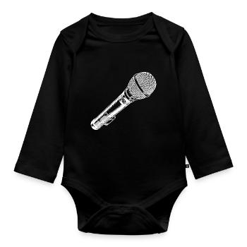 Microphone dessiné à la main - Body Bébé bio manches longues - noir - Devant