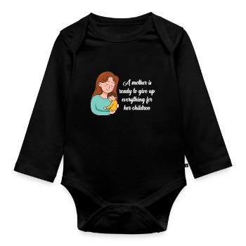 Liebevolle Gestaltung zum Muttertag - Baby Bio-Langarm-Body - Schwarz - Vorne