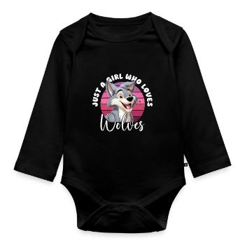 Wolf Just A Girl Who Loves Wolves Wolfskopf - Organic Longsleeve Baby Bodysuit - black - Front