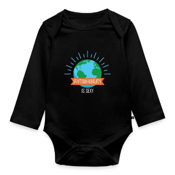 Nachhaltigkeit und Klimaschutz - Baby Bio-Langarm-Body - Schwarz - Vorne