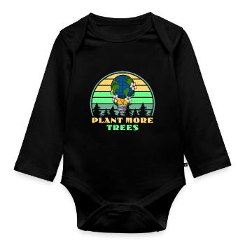 Plant more trees Umweltschutz Wald Berge Erde - Baby Bio-Langarm-Body - Schwarz - Vorne
