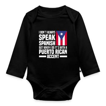 Puerto Rico | Puerto Ricaner Flagge Geschenkideen - Baby Bio-Langarm-Body - Schwarz - Vorne