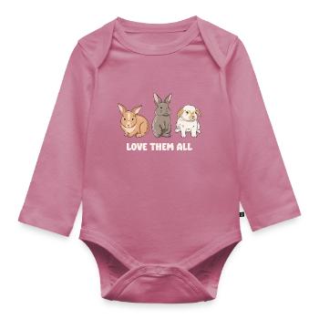 Cute rabbit design for bunny owners - Organic Longsleeve Baby Bodysuit - mauve - Front