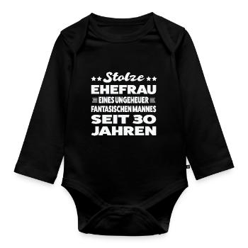 30 Jahre Ehe Ehefrau 30. Hochzeitstag Geschenk - Baby Bio-Langarm-Body - Schwarz - Vorne
