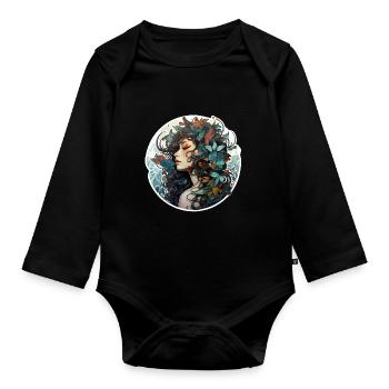 Mother Nature Mother Earth Nature Goddess Femininity 1 - Organic Longsleeve Baby Bodysuit - black - Front