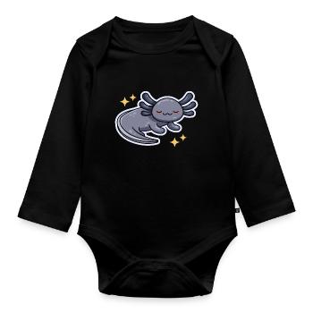 Schwarzer Melanoid Axolotl Design für Axolotl Fans - Baby Bio-Langarm-Body - Schwarz - Vorne