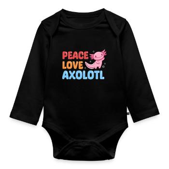 Peace Love Axolotl Design für Axolotl-Liebhaber - Baby Bio-Langarm-Body - Schwarz - Vorne