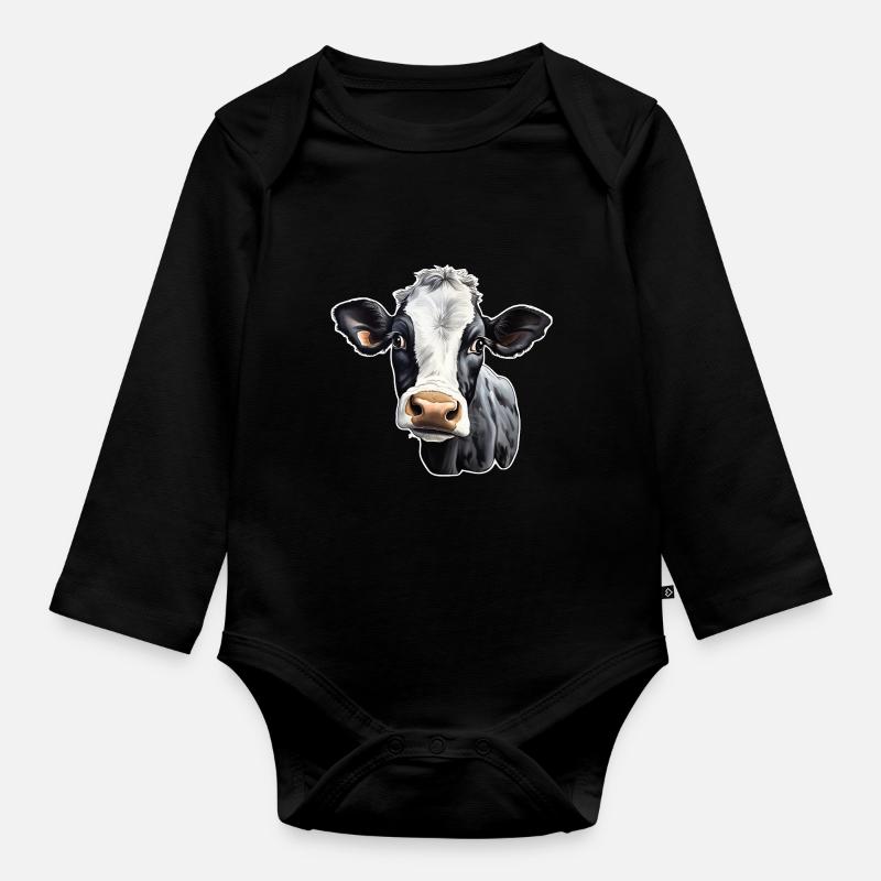 Tête de vache - Body Bébé bio manches longues - noir