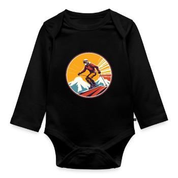 Snowboardung und Skifahren und dann Aprés-Ski - Baby Bio-Langarm-Body - Schwarz - Vorne