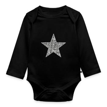 weißer Stern, white star - Baby Bio-Langarm-Body - Schwarz - Vorne
