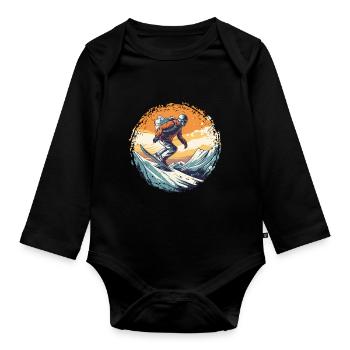 Snowboarding or skiing and then après ski - Organic Longsleeve Baby Bodysuit - black - Front