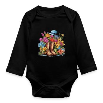 A garden lover's delight - Organic Longsleeve Baby Bodysuit - black - Front