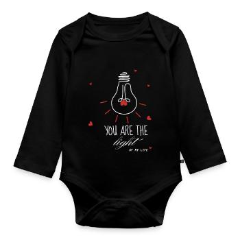 You are the light of my life-amour - Organic Longsleeve Baby Bodysuit - black - Front