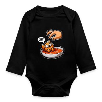 Lustiges gebratenes Huhn Hühnchen Flügel Hühnchen Geschenk - Baby Bio-Langarm-Body - Schwarz - Vorne