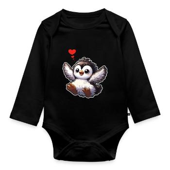 Pingouins mignons Petit pingouin Pingouin amoureux des pingouins - Body Bébé bio manches longues - noir - Devant