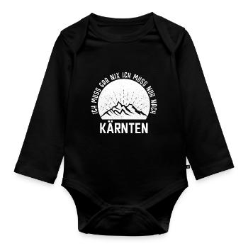 I just have to go to Carinthia, Mountains, Austria - Organic Longsleeve Baby Bodysuit - black - Front