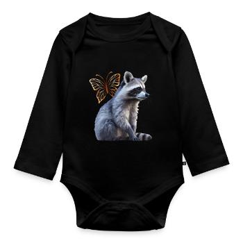 Raton laveur - Body Bébé bio manches longues - noir - Devant