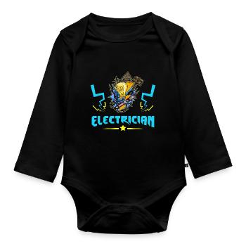 Électricien Électricien Technicien d’éclairage Lampe - Body Bébé bio manches longues - noir - Devant