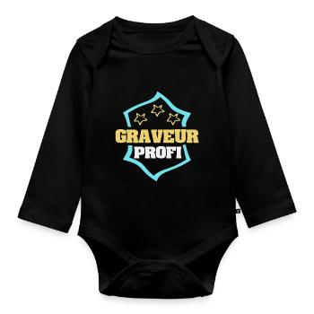 Gift for Engraver - Organic Longsleeve Baby Bodysuit - black - Front