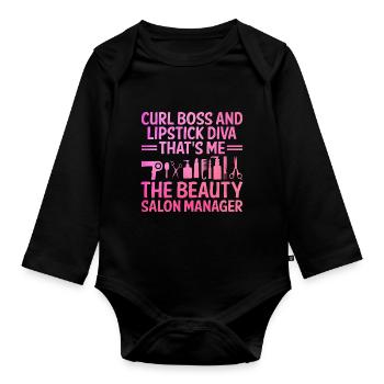 SPA Manager Job Wellness Funny SPA Management Sayi - Organic Longsleeve Baby Bodysuit - black - Front